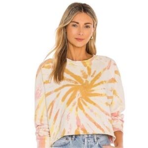 MOTHER Coral and Yellow Tie-Dye Sweatshirt